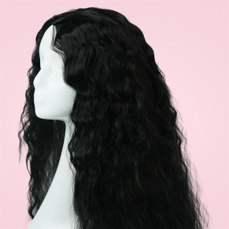 Long Body Wavy Synthetic Afro Hair Wigs Middle Part
