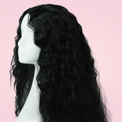 Long Body Wavy Synthetic Afro Hair Wigs Middle Part