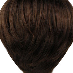 Brown Pixie Cut Wig with Bangs Heat Resistant Synthetic Hair for Women