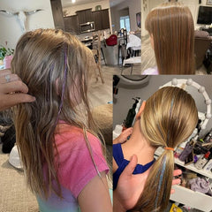6Pcs Glitter Tinsel Hair Extensions Sparkling Hair Strands Kit Silver