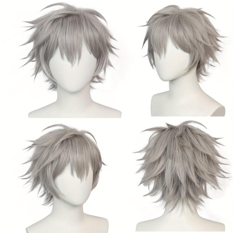 Gray Straight Anime Cosplay Wig For Halloween School Party