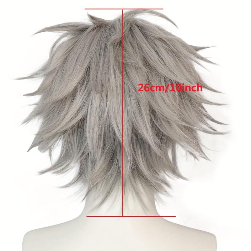 Gray Straight Anime Cosplay Wig For Halloween School Party