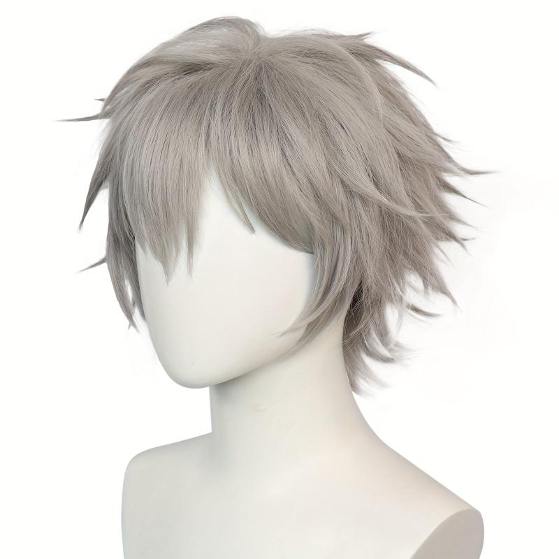 Gray Straight Anime Cosplay Wig For Halloween School Party