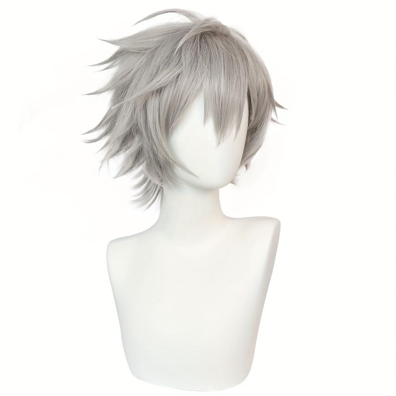 Gray Straight Anime Cosplay Wig For Halloween School Party