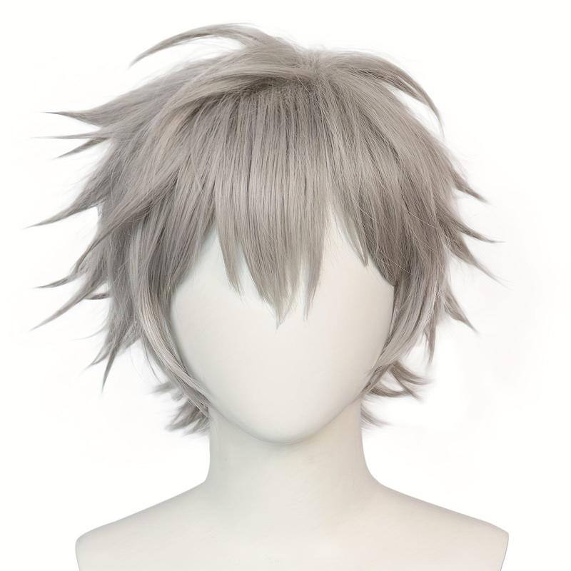 Gray Straight Anime Cosplay Wig For Halloween School Party