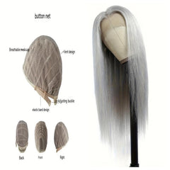Ombre Straight Wig With Dark Roots Natural Synthetic Wig