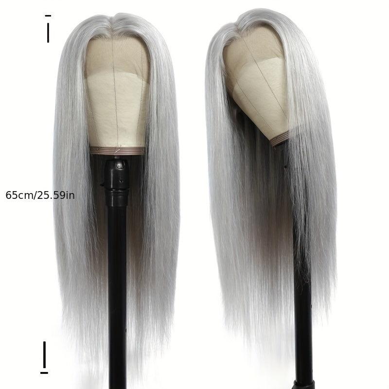 Ombre Straight Wig With Dark Roots Natural Synthetic Wig