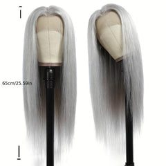 Ombre Straight Wig With Dark Roots Natural Synthetic Wig
