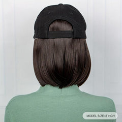 Hat Wigs Highlight Straight Short Bob Hair Wigs With Adjustable Hat