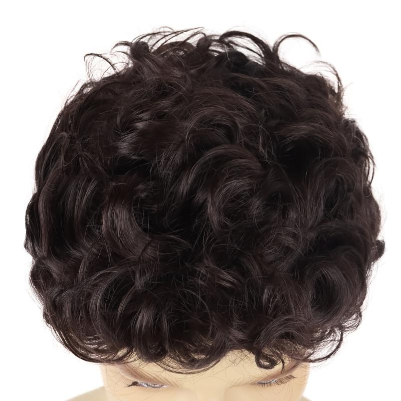 Short Curly Wigs Brown Synthetic Loose Curly Hair Male Wig