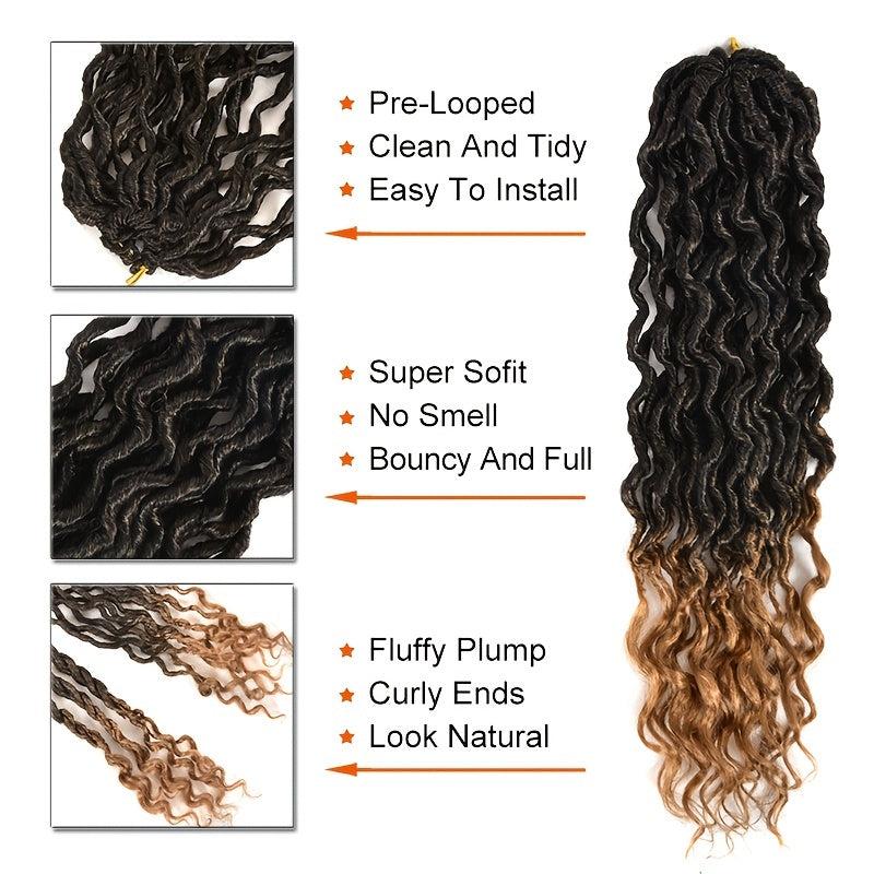 Goddess Locs Crochet Hair Wave Curly Faux Locs Braids