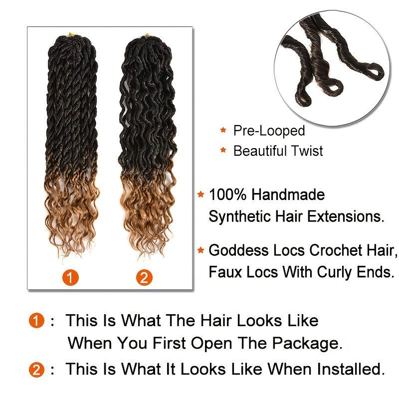 Goddess Locs Crochet Hair Wave Curly Faux Locs Braids