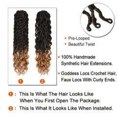 Goddess Locs Crochet Hair Wave Curly Faux Locs Braids