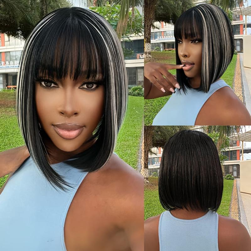 25cm Short Straight Wig Synthetic Women's Wig Daily Party Cosplay
