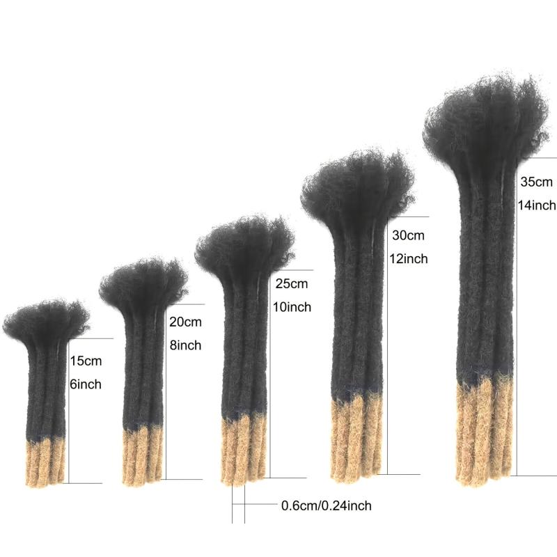 Human Hair Dreadlock Braids with Fluffy Ends 10 Strands Pack