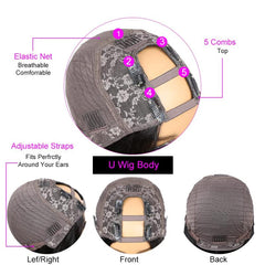 Brazilian Glueless Curly U Part Wigs 180 Density