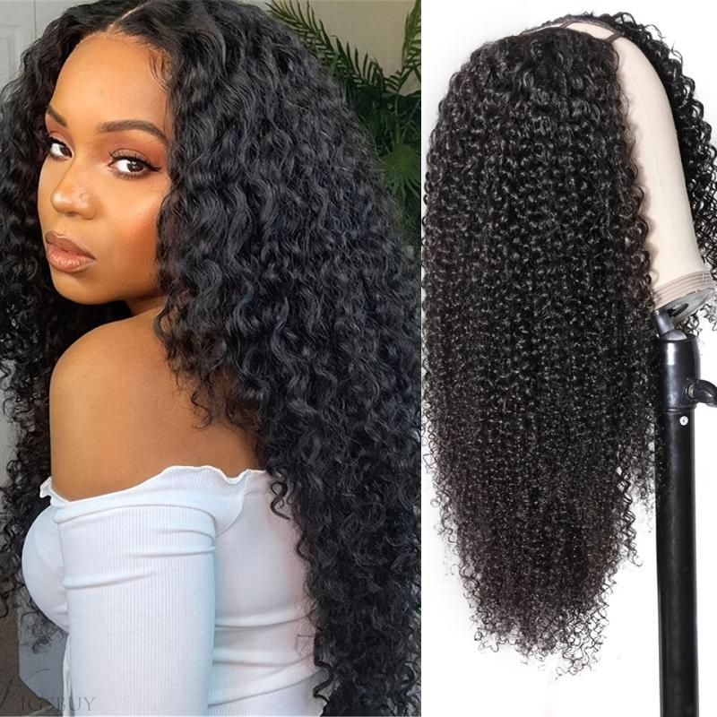 Brazilian Glueless Curly U Part Wigs 180 Density