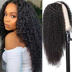 Brazilian Glueless Curly U Part Wigs 180 Density