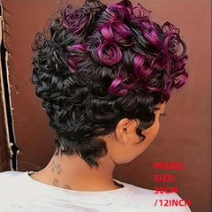 Burgundy Short Curly 2 Tone Synthetic Wig for Women
