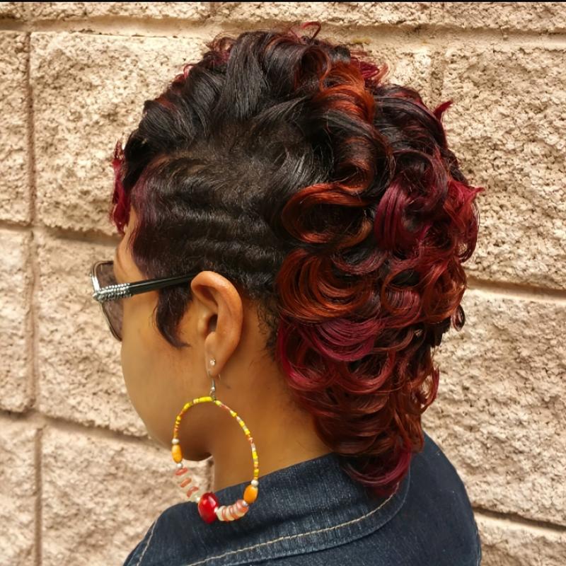 Burgundy Short Curly 2 Tone Synthetic Wig for Women