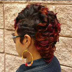 Burgundy Short Curly 2 Tone Synthetic Wig for Women