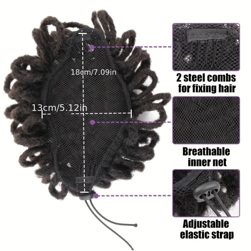 Synthetic Dreadlock Hair Bun Ponytail Extension Afro Puff Chignon
