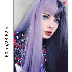 Gemini Hair Long Straight Wig Synthetic Wig With Bangs Cosplay Wig