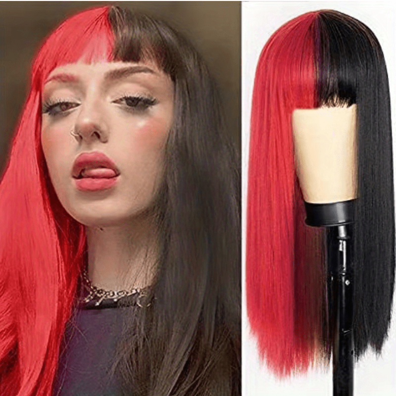 Gemini Hair Long Straight Wig Synthetic Wig With Bangs Cosplay Wig