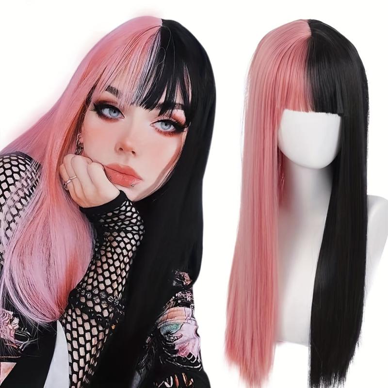 Gemini Hair Long Straight Wig Synthetic Wig With Bangs Cosplay Wig