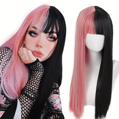 Gemini Hair Long Straight Wig Synthetic Wig With Bangs Cosplay Wig
