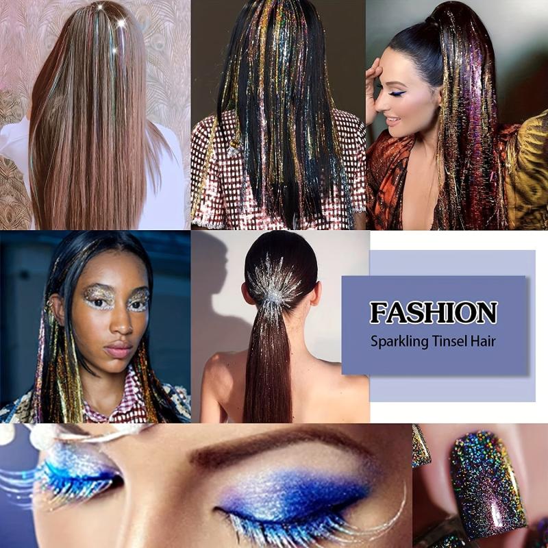121cm Hair Tinsel Extension Kit, 12 Colors, 2400 Strands