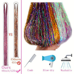 121cm Hair Tinsel Extension Kit, 12 Colors, 2400 Strands