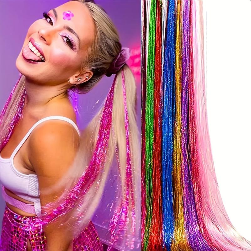 121cm Hair Tinsel Extension Kit, 12 Colors, 2400 Strands