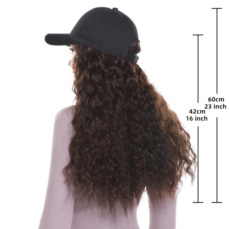 Long Wavy Hair Wig Baseball Hat for Women