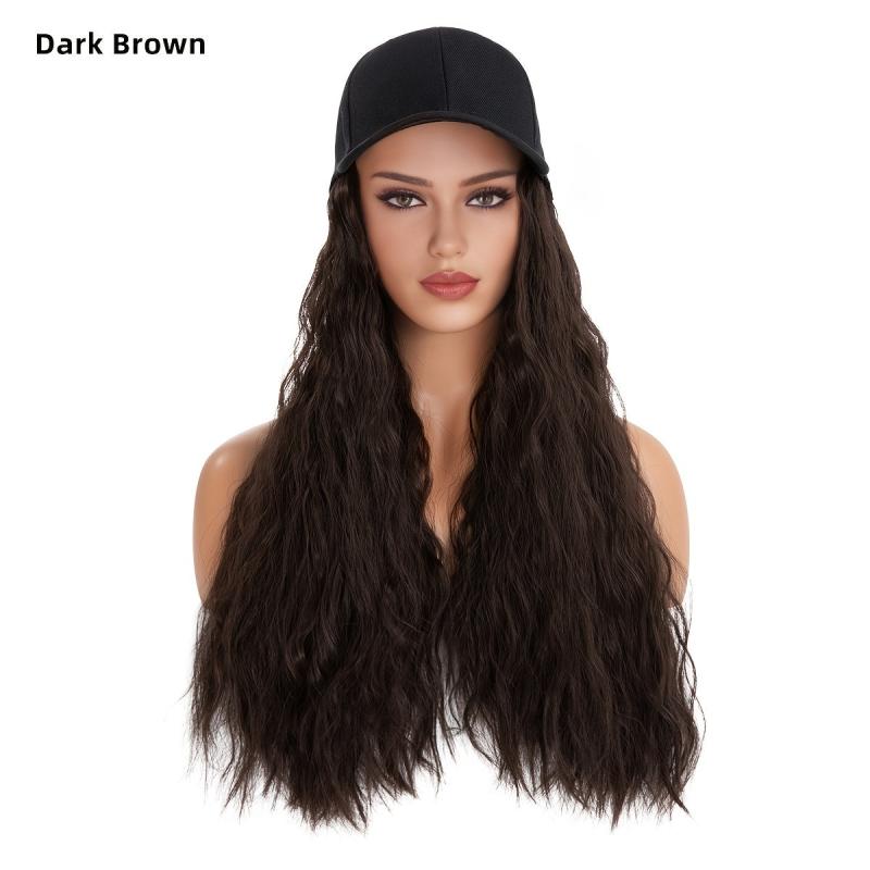 Long Wavy Hair Wig Baseball Hat for Women