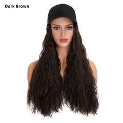 Long Wavy Hair Wig Baseball Hat for Women