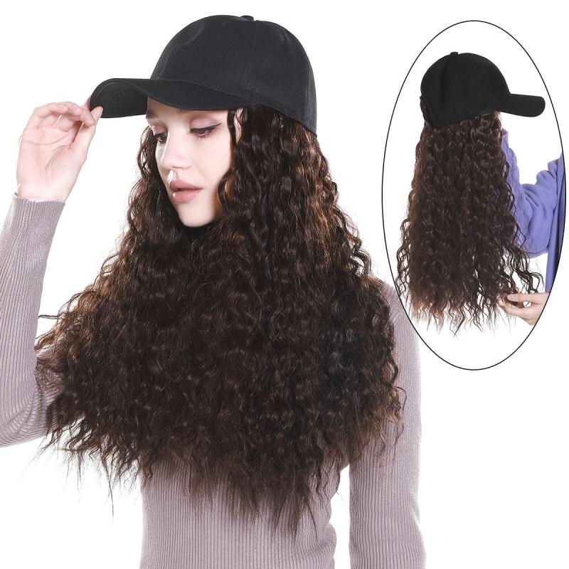 Long Wavy Hair Wig Baseball Hat for Women