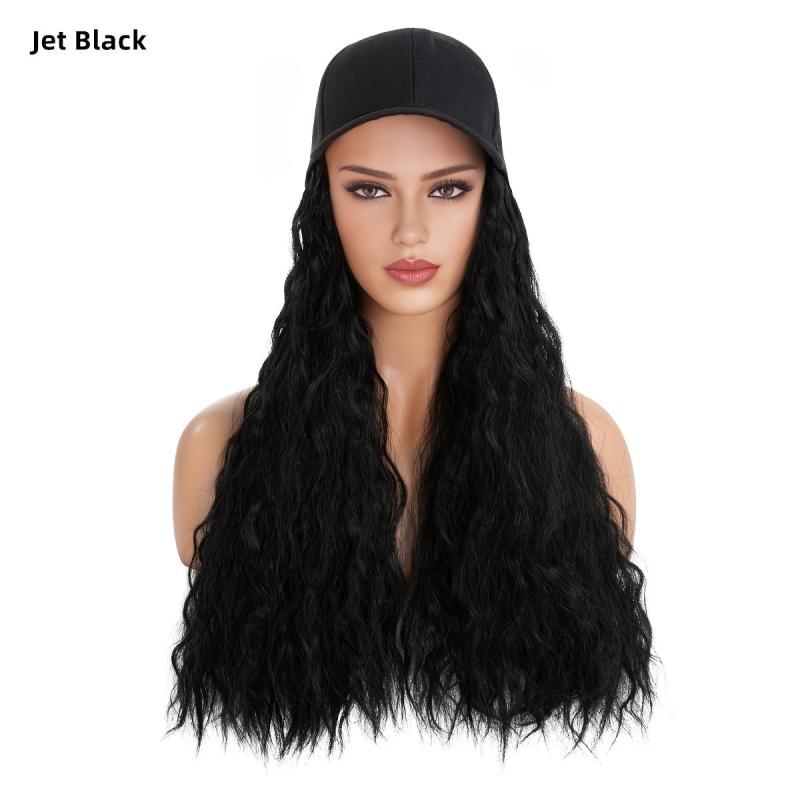 Long Wavy Hair Wig Baseball Hat for Women