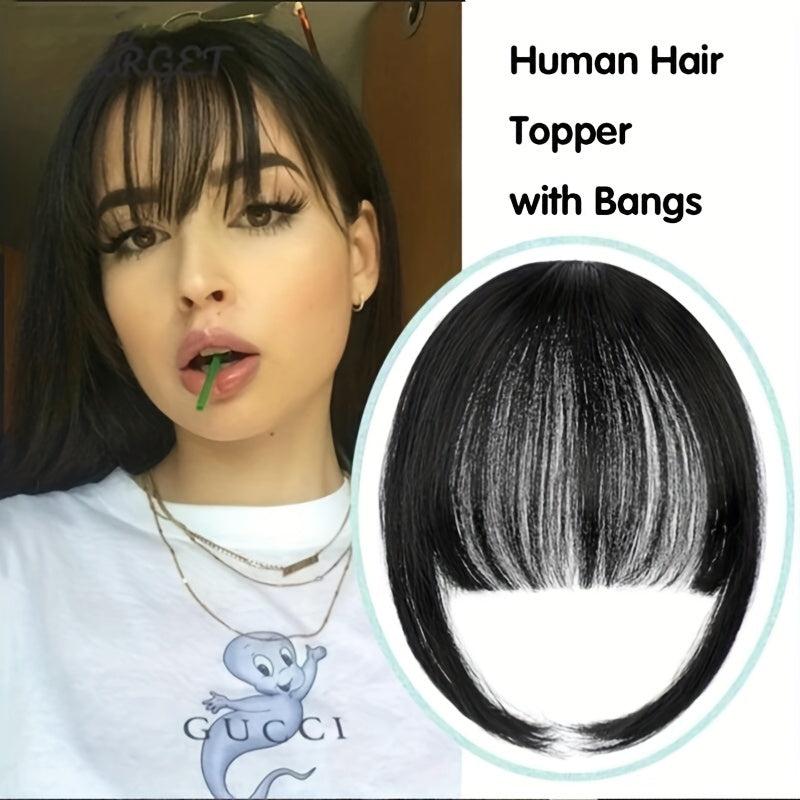 Invisible Human Hair Topper Clip In Bangs 3D Brazilian Hair Extensions