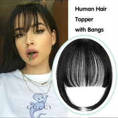 Invisible Human Hair Topper Clip In Bangs 3D Brazilian Hair Extensions