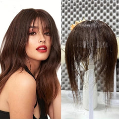 Invisible Human Hair Topper Clip In Bangs 3D Brazilian Hair Extensions