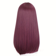 55-88cm Purple Wig w/ Bangs for Halloween Party Cosplay