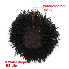 Short Curly Synthetic Hair Topper Dreadlock Extensions