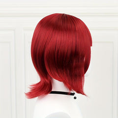Short Red Straight Wig With Bangs 14inch Synthetic Wig Anime Game Wig