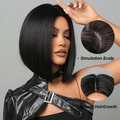Short Bob Straight Wigs Middle Part Bob Wigs