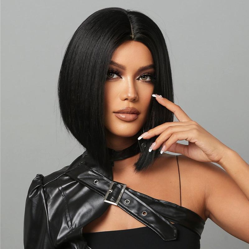 Short Bob Straight Wigs Middle Part Bob Wigs