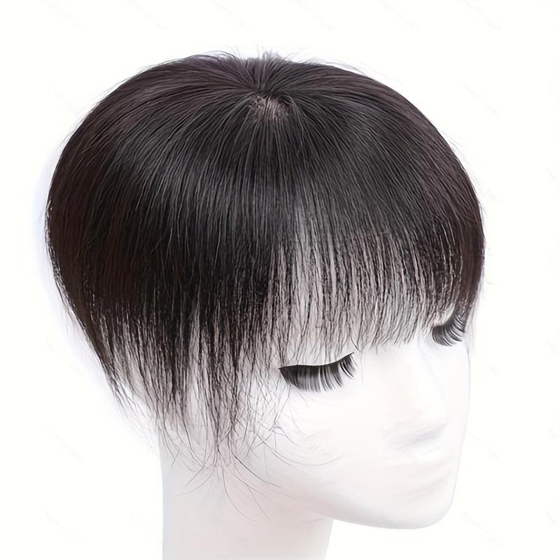 Human Hair Clip In Hair Extensions Natural Looking Topper With Hair Bangs
