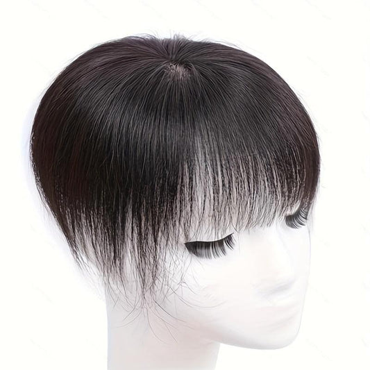 Human Hair Clip In Hair Extensions Natural Looking Topper With Hair Bangs