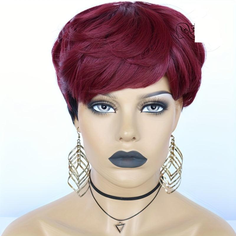 Short Curly Pixie Cut Wig With Bangs Synthetic Wig
