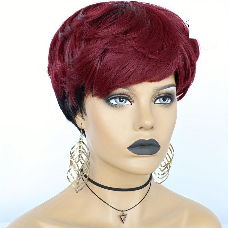 Short Curly Pixie Cut Wig With Bangs Synthetic Wig
